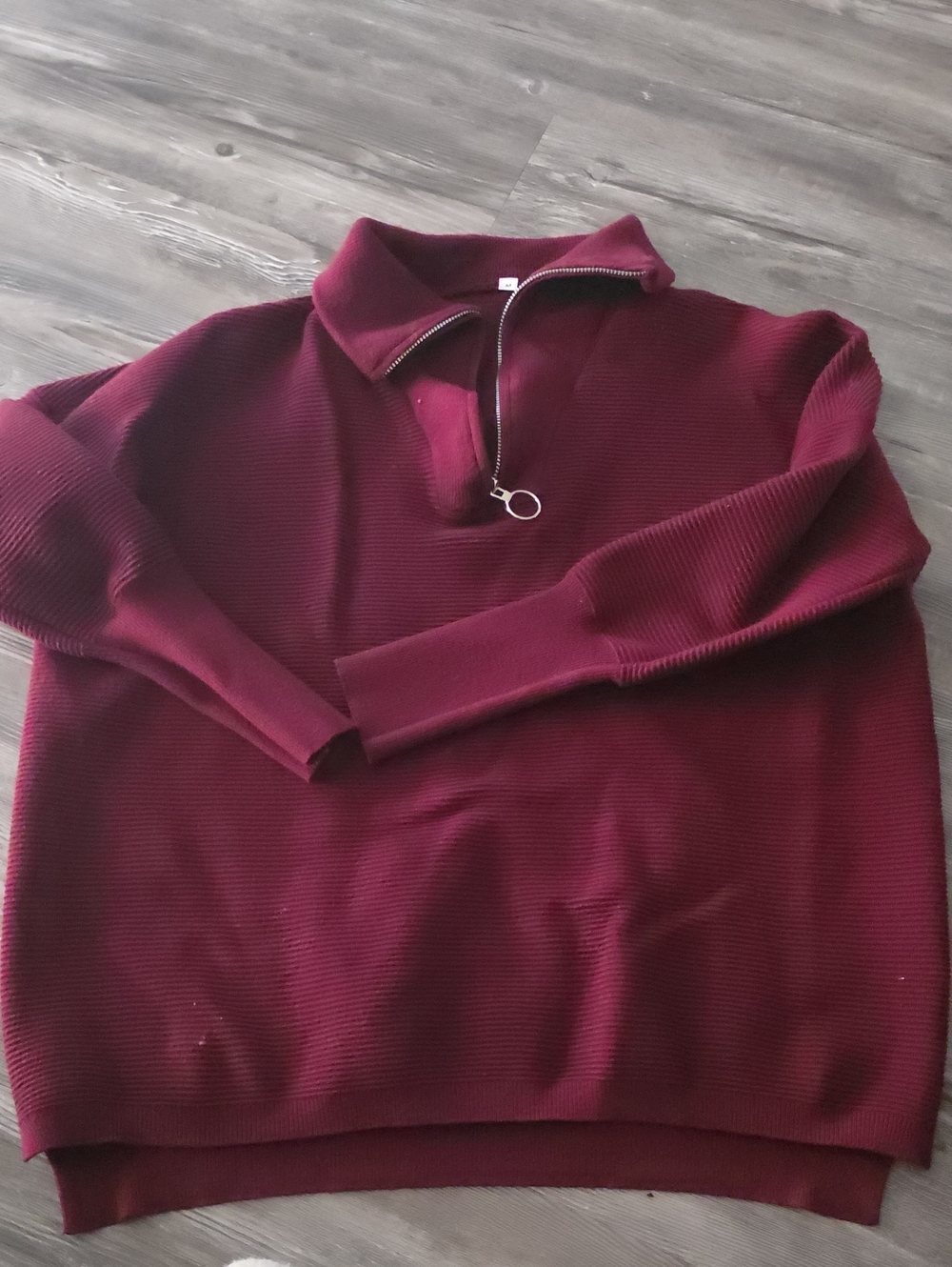 Men's Half-Zip Ribbed Sweater in Burgundy